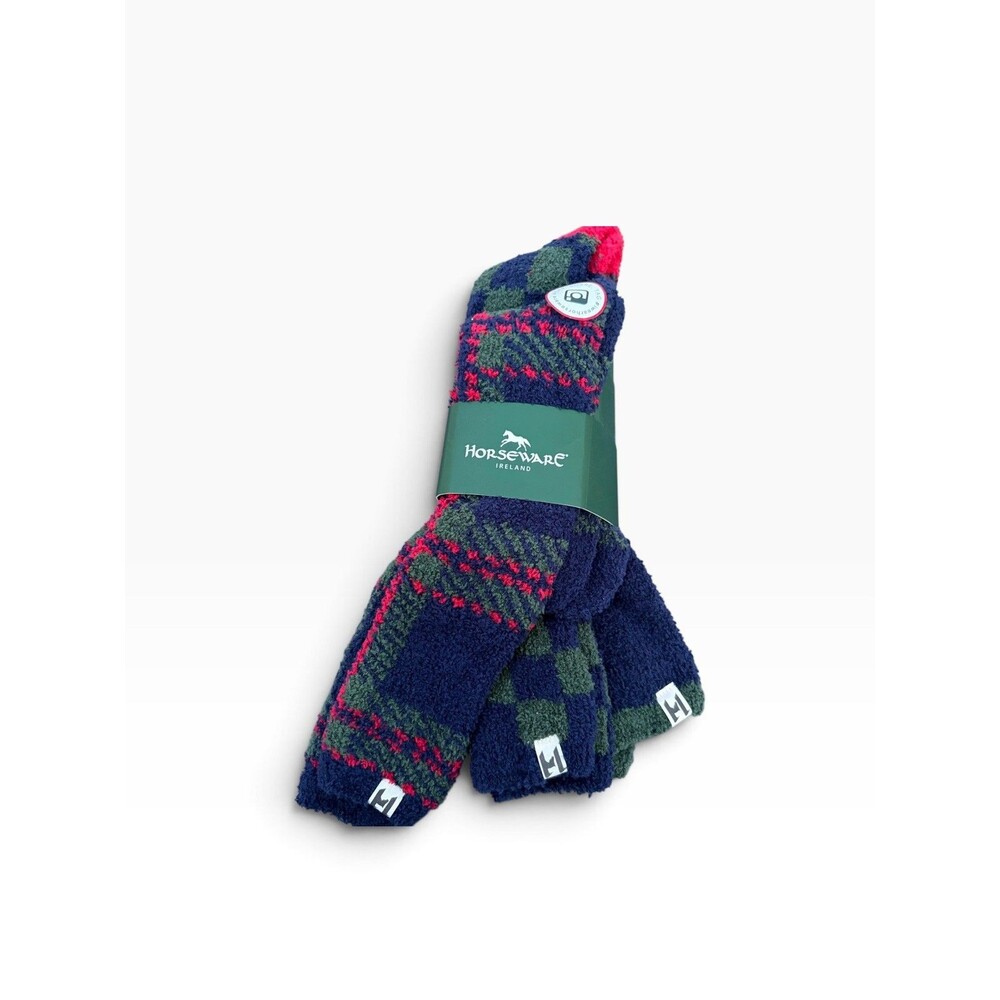 Softie Socks 3 Pack Unisex Size 36-41 (9-11 Adults) Navy, Green Plaid Warm